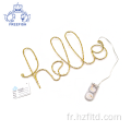 LED HELLO fil lettre signe or